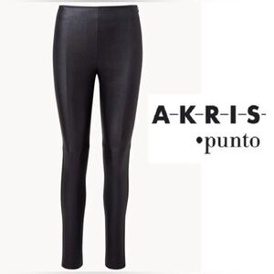 AKRIS PUNTO Fancy Leather Skinny Pants Size 6 BLACK